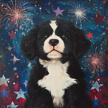 Patriotic Dog Sign, DCO-13357, Sign For Wreath, 10x10